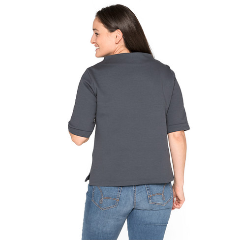 Jerseyshirt mit Vulkankragen aus Bio-Baumwolle, nachtblau