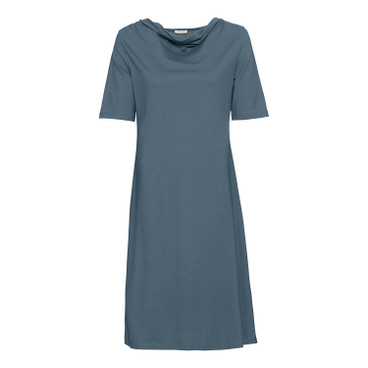 Kleid mit Wasserfallausschnitt aus Bio-Baumwolle, rauchblau