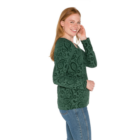 Nicki-Shirt mit Intarsien aus Bio-Baumwolle, seegras