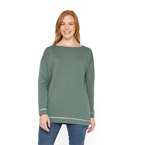 Sweatshirt mit U-Boot-Ausschnitt aus Bio-Baumwolle, jade melange
