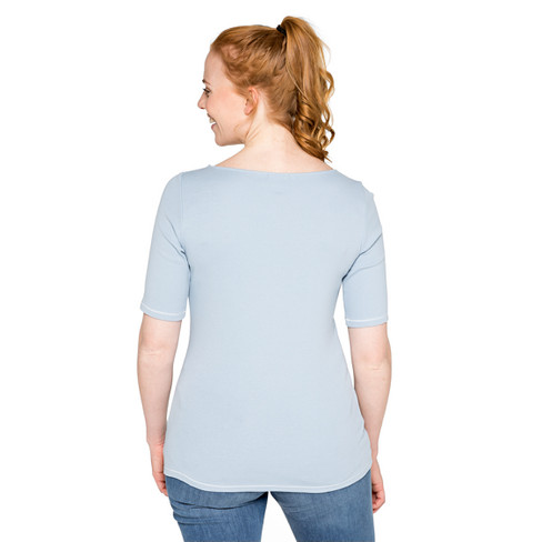 T-Shirt mit Rundhalsausschnitt aus Bio-Baumwolle, taubenblau