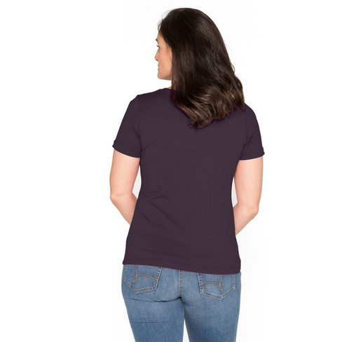 T-Shirt mit V-Ausschnitt aus Bio-Baumwolle, aubergine
