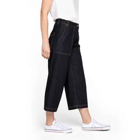 3/4-Jeans-Culotte aus reiner Bio-Baumwolle, darkblue