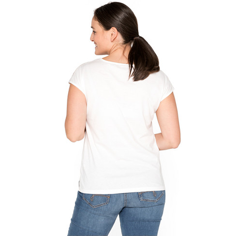 T-Shirt aus Bio-Baumwolle mit Spitze, naturweiß