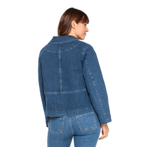 Jeansjacke mit Bubikragen aus Bio-Baumwolle, darkblue