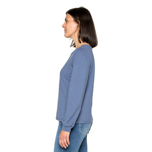 Jerseyshirt mit Puffärmeln aus Bio-Baumwolle, rauchblau