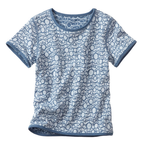 Wende-Shirt aus reiner Bio-Baumwolle, taubenblau-gemustert