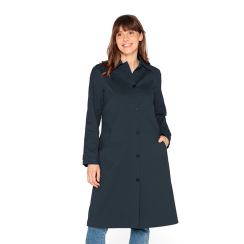 Mantel mit Bubikragen aus Bio-Baumwoll-Gabardine, nachtblau