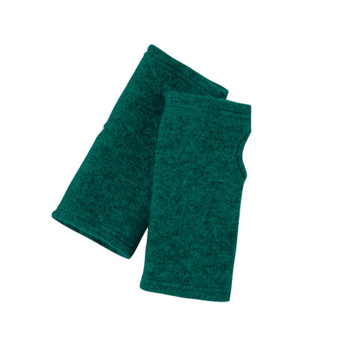 Walkarmstulpen aus Bio-Wolle mit Bio-Baumwolle, smaragd