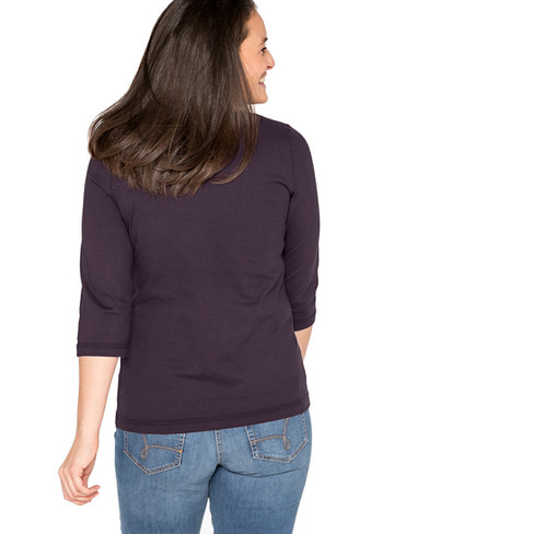 Shirt mit 3/4-Arm aus reiner Bio-Baumwolle, aubergine