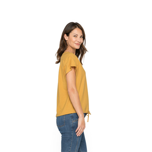 Shirt mit Tunnelzug aus Bio-Baumwolle, gelb