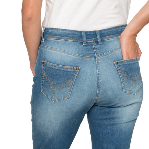 Elastische Capri-Jeans aus Bio-Baumwolle im 4-Pocket-Style, lightblue