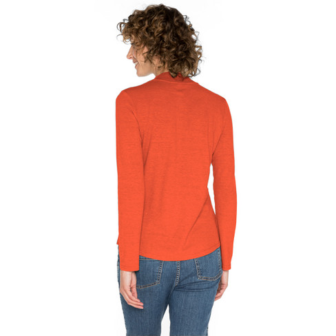 Langarmshirt mit Stehkragen aus Hanf und Bio-Baumwolle, orange