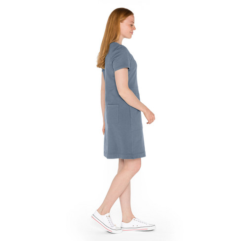 Sweatkleid in A-Linie aus reiner Bio-Baumwolle, rauchblau