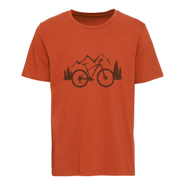 T-Shirt mit Fahrrad-Motiv aus Bio-Baumwolle, papaya