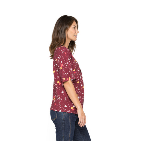 Shirt mit Rückenfalte aus Bio-Baumwolle, vino-gemustert