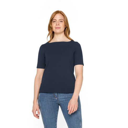 Tailliertes T-Shirt aus Bio-Baumwolle, nachtblau