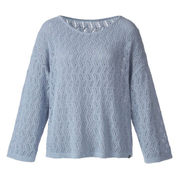 Ajour-Pullover aus Hanf und Bio-Baumwolle, hellblau