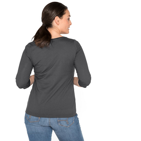 Shirt mit 3/4-Arm aus reiner Bio-Baumwolle, anthrazit