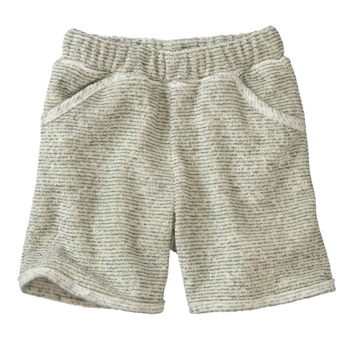Frottee-Shorts aus Bio-Baumwolle, jade-geringelt