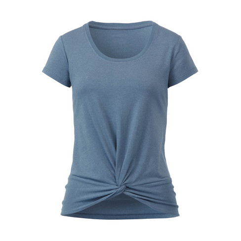 T-Shirt mit Knoten aus Bio-Baumwolle und Hanf, blau