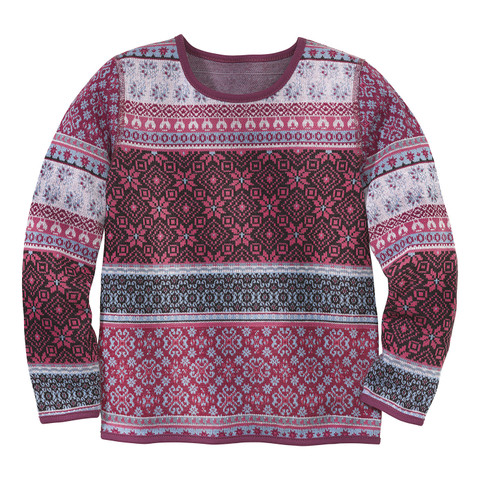 Pullover mit buntem Muster aus Bio-Baumwolle, beere-gemustert