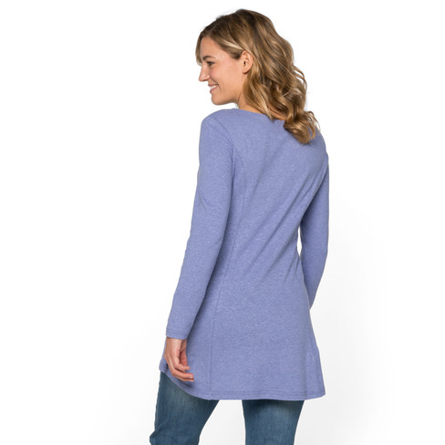 Longshirt aus Hanf/Baumwollmix mit leicht ausgestellter Form, taubenblau