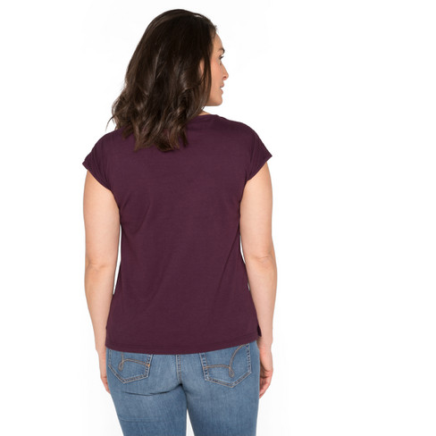 T-Shirt aus Bio-Baumwolle mit Spitze, plum