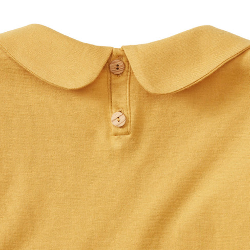 Langarmshirt mit Bubikragen aus reiner Bio-Baumwolle, gelb
