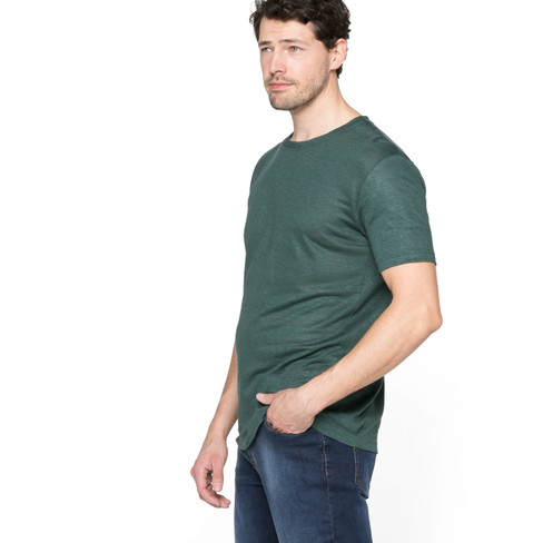 Kurzärmeliges Leinenjersey-Shirt mit Rundhalsausschnitt, eibe