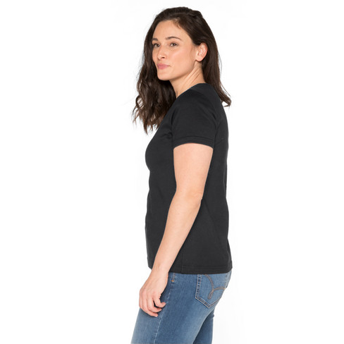 T-Shirt mit V-Ausschnitt aus reiner Bio-Baumwolle, schwarz