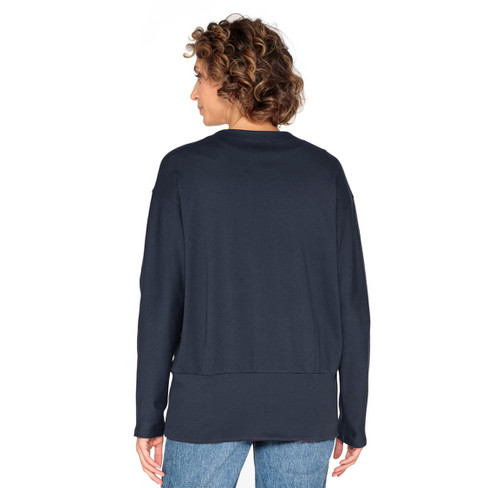Jersey-Jacke mit Fledermausärmeln aus reiner Bio-Baumwolle, nachtblau