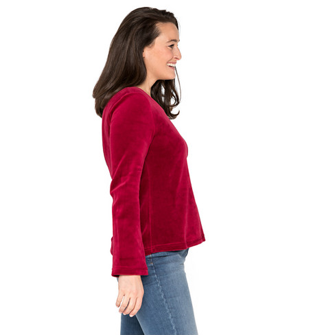 Nicki-Shirt, Langarm aus Bio-Baumwolle, rubin