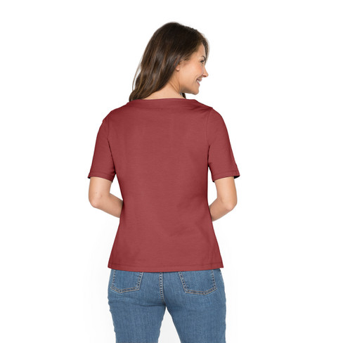 Tailliertes T-Shirt aus Bio-Baumwolle, granat