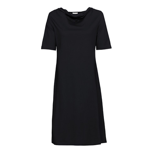 Kleid mit Wasserfallausschnitt aus Bio-Baumwolle, schwarz