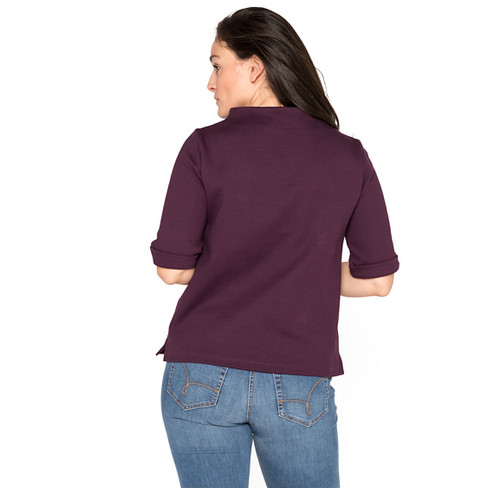 Jerseyshirt mit Vulkankragen aus Bio-Baumwolle, purple