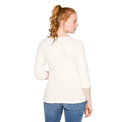 Shirt mit 3/4-Arm aus reiner Bio-Baumwolle, naturweiß
