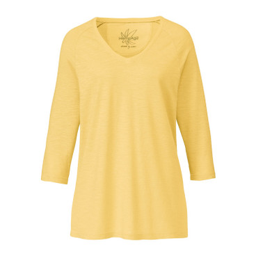 V-Shirt aus Hanf und Bio-Baumwolle, gelb
