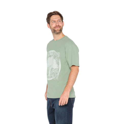 T-Shirt mit Print aus Hanf und Bio-Baumwolle, minze-bedruckt