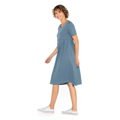 Jerseykleid aus reiner Bio-Baumwolle, taubenblau